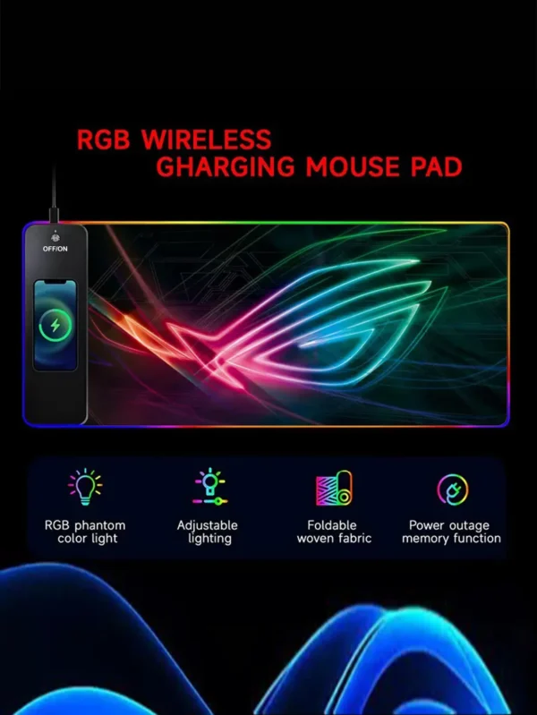 RGB Gaming Mouse Pad with 15W Wireless Charging