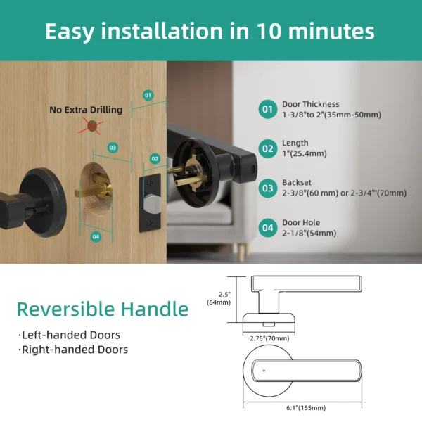 Smart Fingerprint Door Lock with App & Keypad