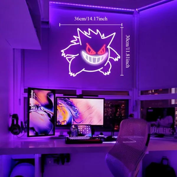 Gengar (Pokémon) LED Neon Sign – Dimmable USB Wall Light