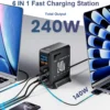 ASOMETECH 240W GaN Fast Charging Station 6-Port Desktop Charger with 140W PD3.1