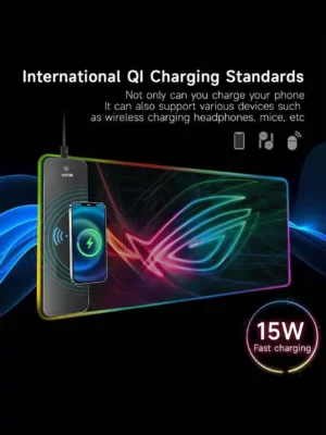 RGB Gaming Mouse Pad with 15W Wireless Charging