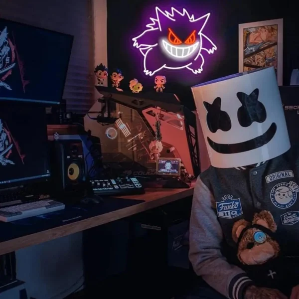 Gengar (Pokémon) LED Neon Sign – Dimmable USB Wall Light
