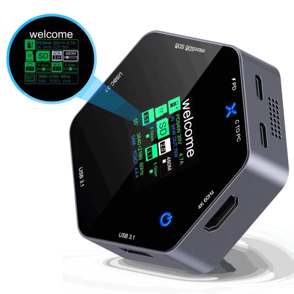 8-in-1 USB-C Hub with 4K Display & PD Charging